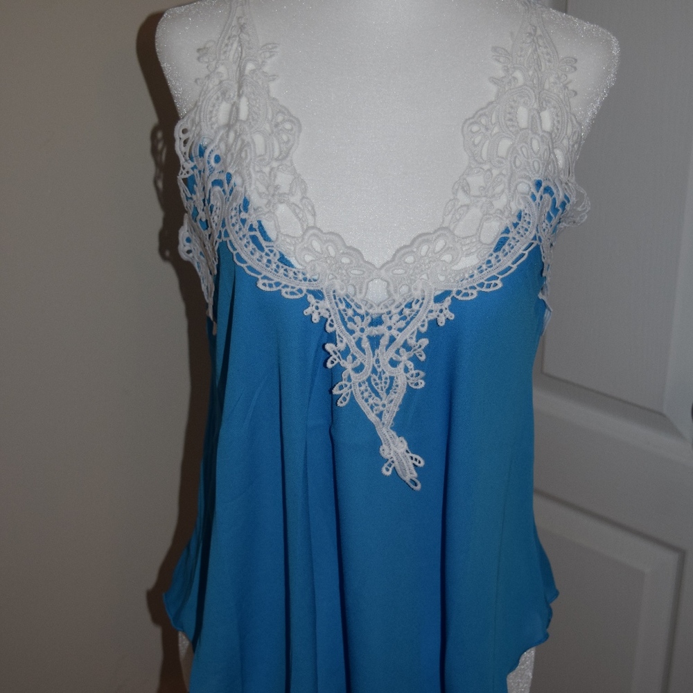 Sexy blue and white lace cami